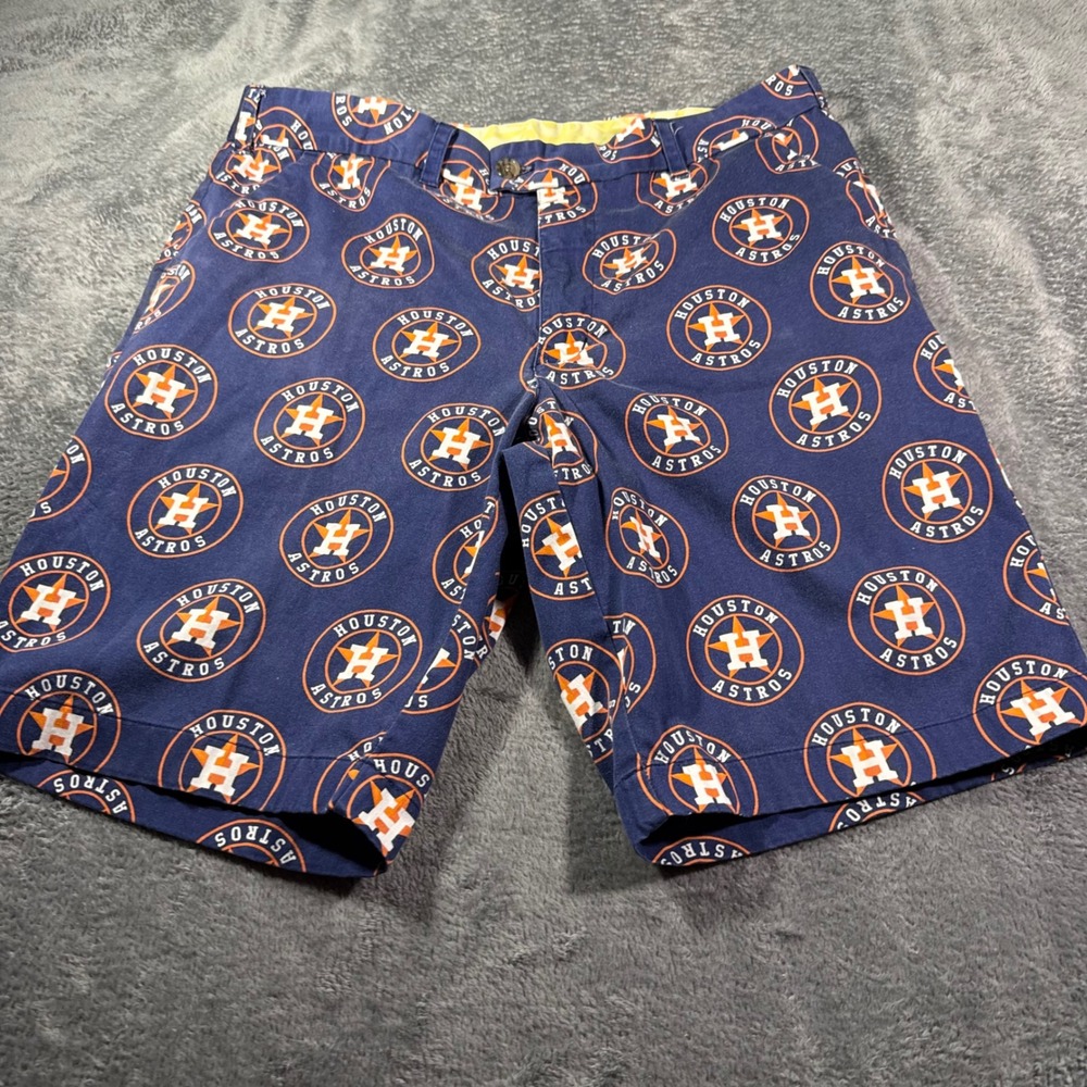 Loudmouth Golf Houston Astros MLB Navy Blue All Over Print Shorts Mens 36x10